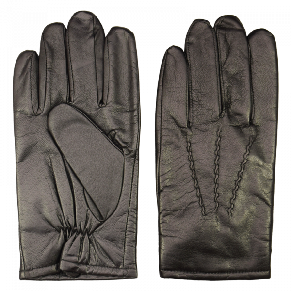 Men's Lined Black Gloves - LARGE-0