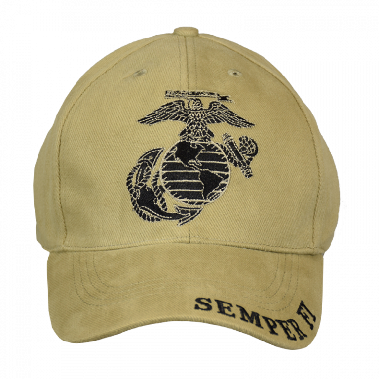 Hat Khaki with Eagle, Globe & Anchor and Semper Fi - The Marine Shop