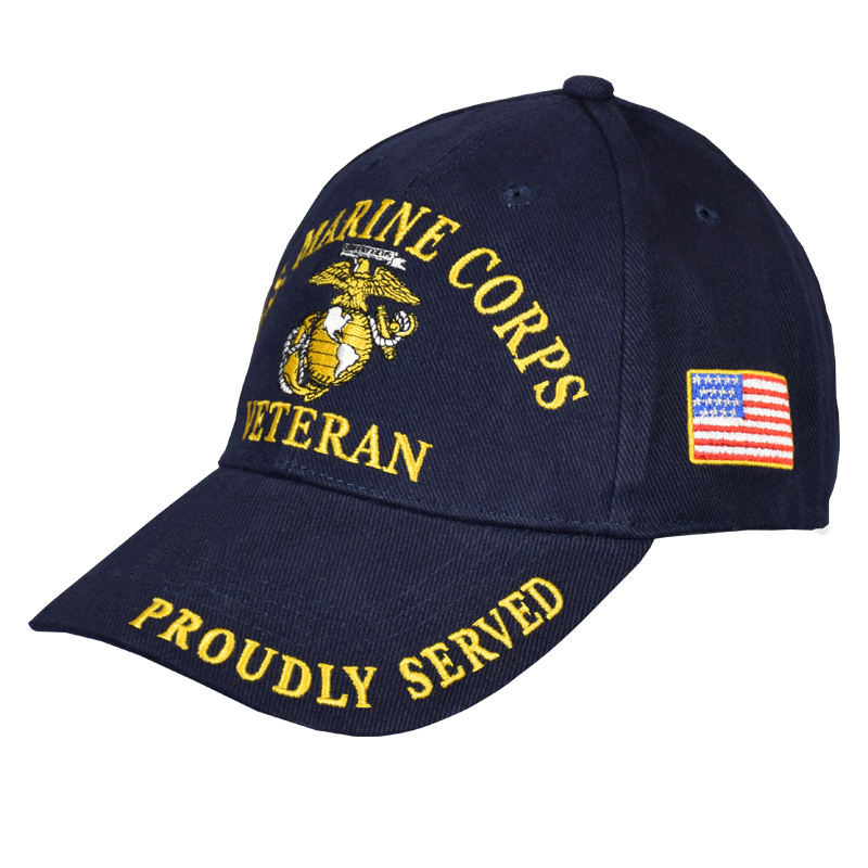 United States Marine Corps Veteran Proudly Served Blue Hat Cap USMC 