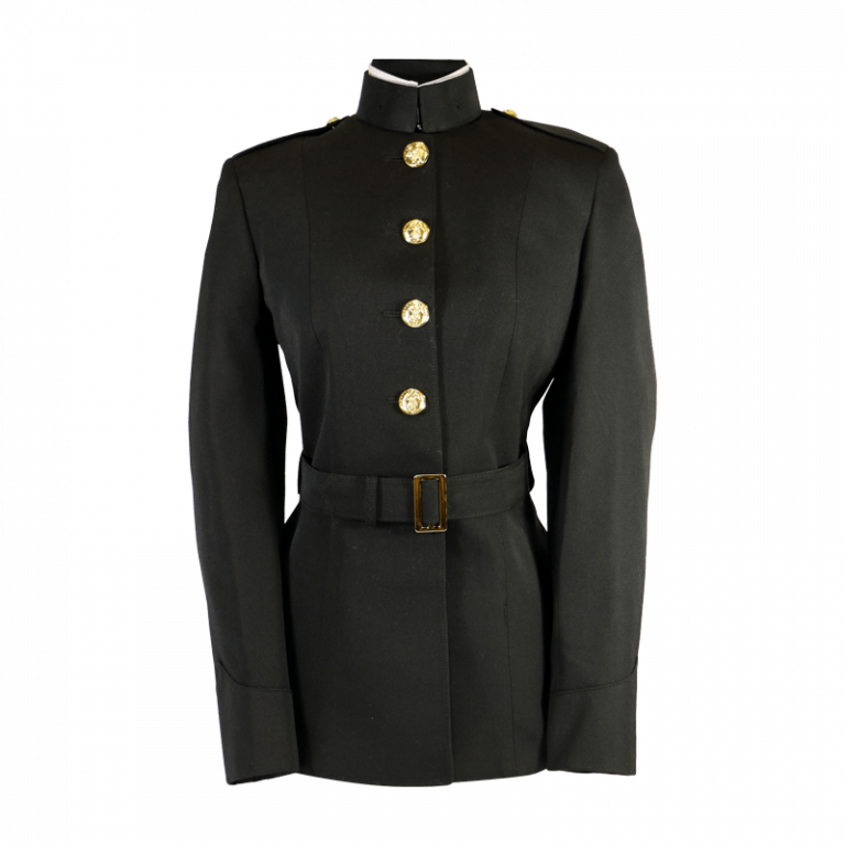 Female Blue Dress Coat with White Collar Strip The Marine Shop