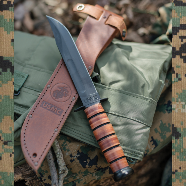 Official Ka-Bar Knife with Leather Sheath – The Marine Shop