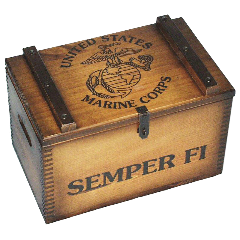 Wooden USMC Ammo Box with Hasp for Lock - The Marine Shop