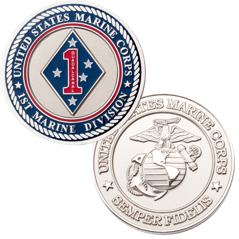1st MARINE DIVISION Challenge Coin U S Marine Corps
