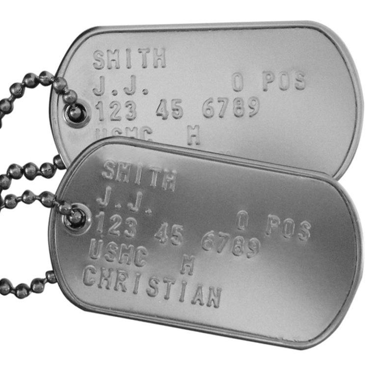 Embossed stamped genuine military dog tags, made on military machine -  custom, memorial, remember 